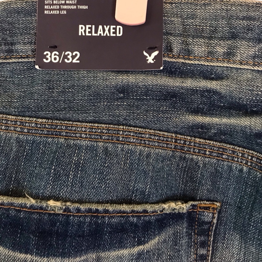 NWT Vintage American Eagle Relaxed Fit Jeans Size 36x32 Medium Rugged Destroy - Picture 6 of 6